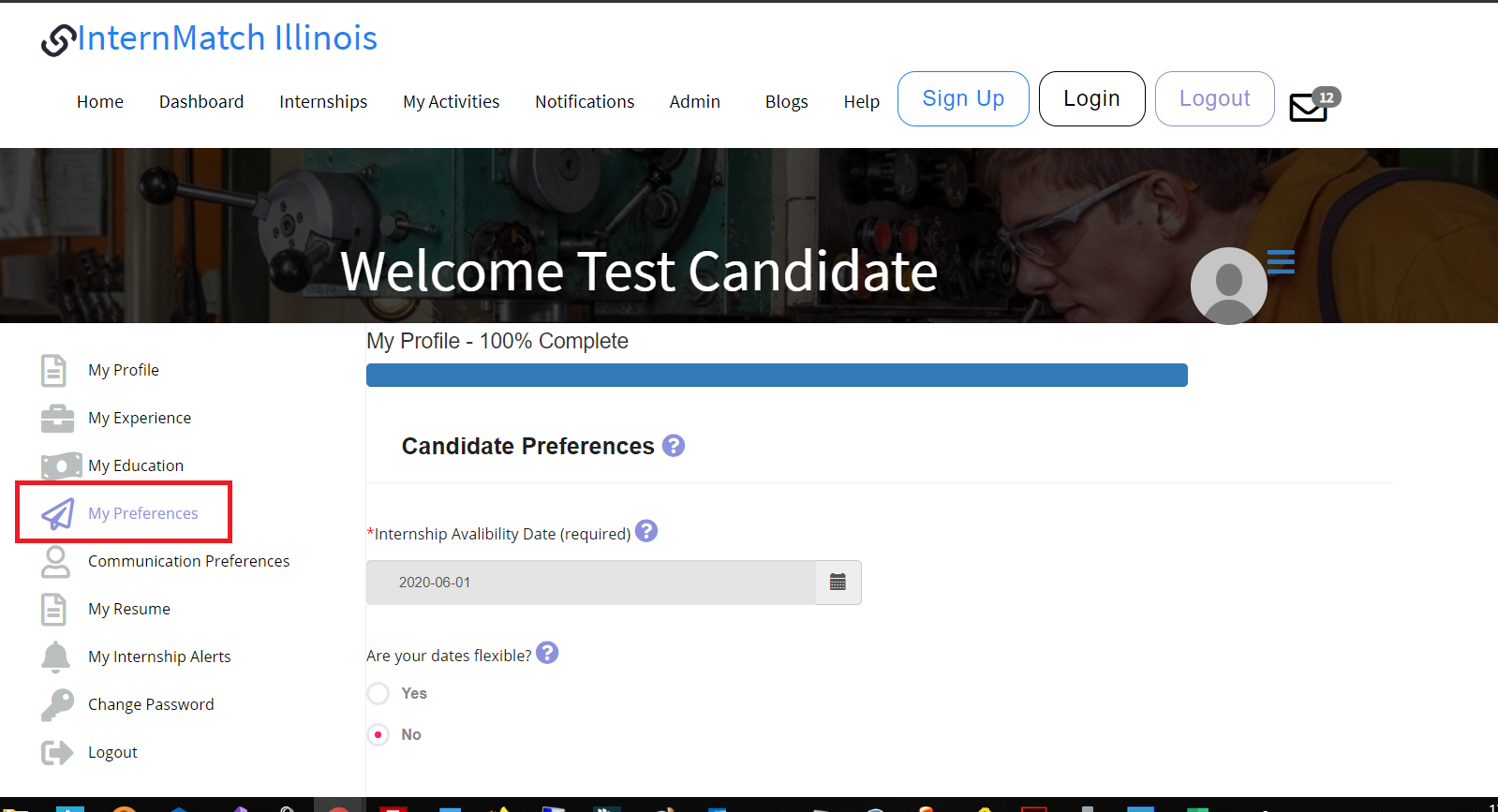 Preference Page